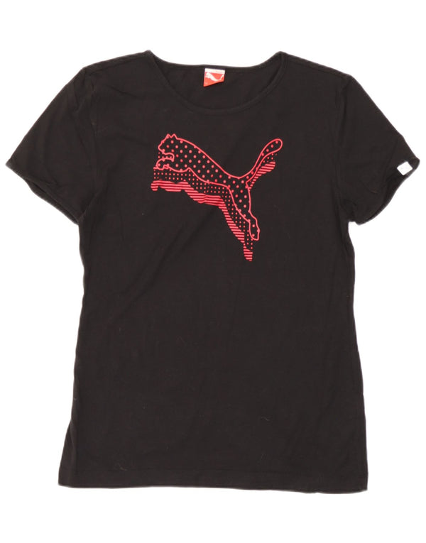 Puma Girls Graphic T-Shirt Top 15-16 Years Black Cotton