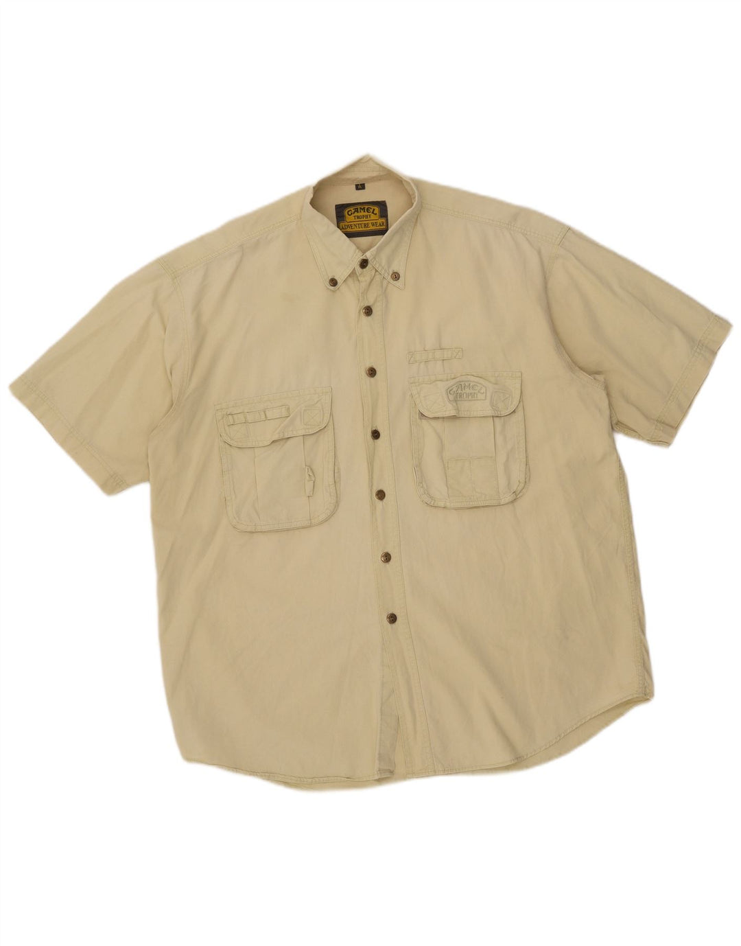 Camicia utility a maniche corte da uomo Camel Active XL in cotone beige