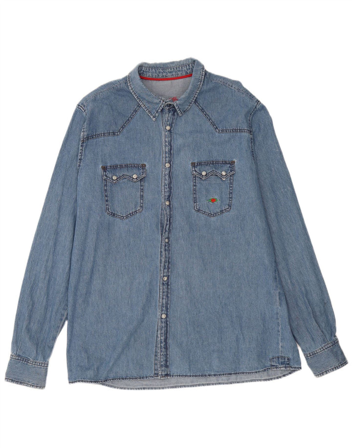 Camicia in denim da uomo Charro 2XL cotone blu