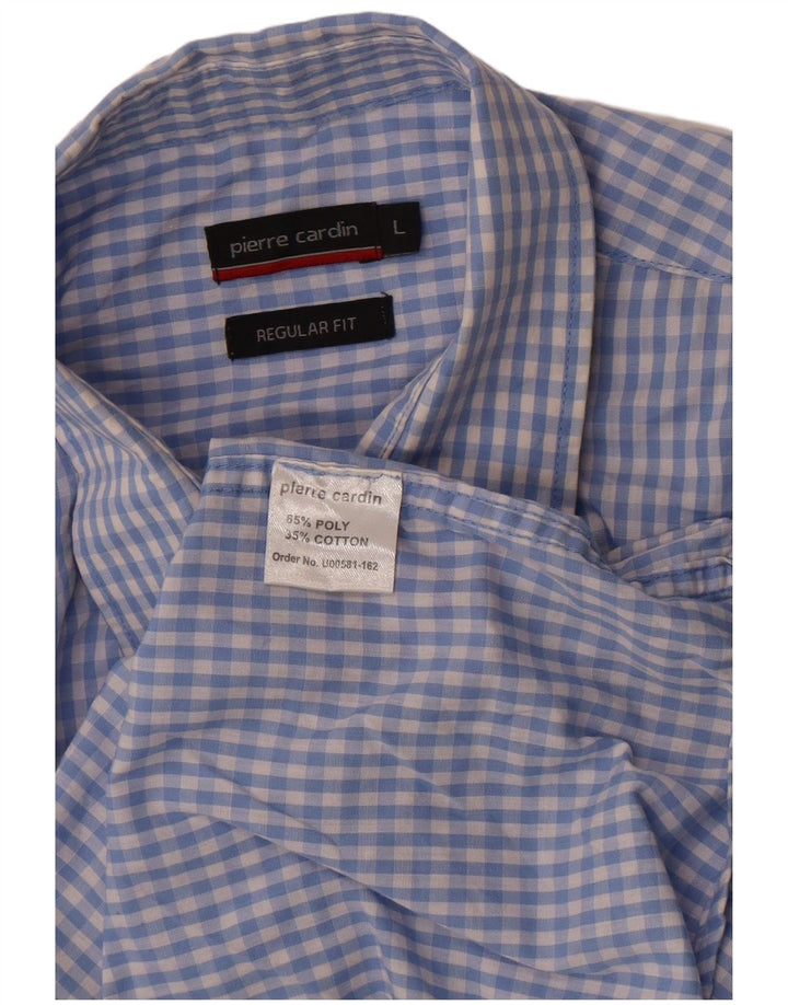 Camicia da uomo dalla vestibilità regolare Pierre Cardin, grande, in poliestere a quadretti blu