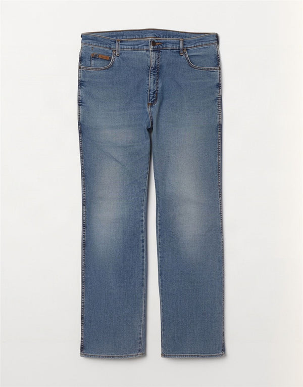 Wrangler Mens Texas Straight Jeans W38 L34 Blue Cotton