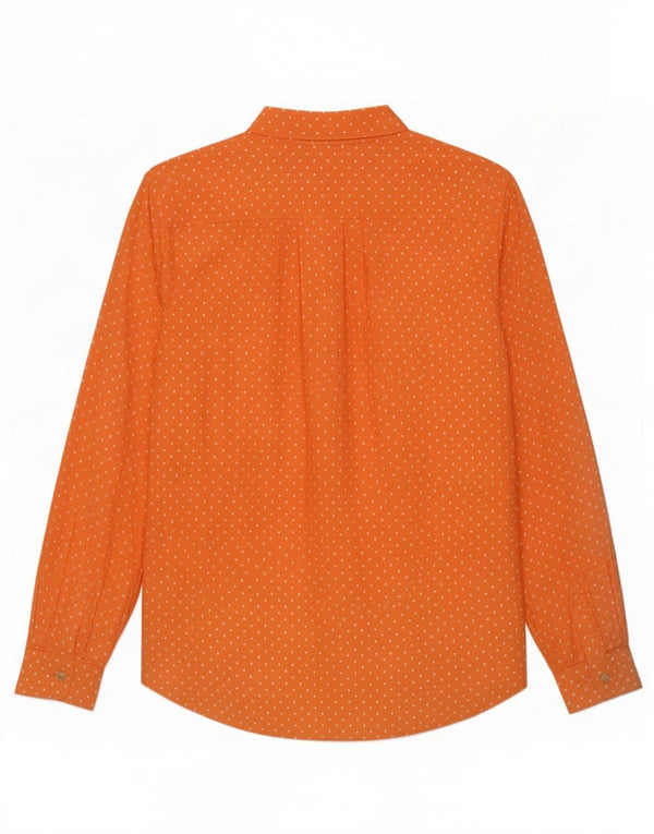 Camicetta camicia oversize da donna vintage UK 16 grande viscosa maculata arancione