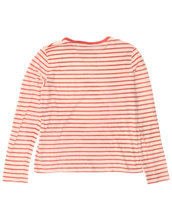 Top da donna Ralph Lauren a maniche lunghe UK 14 grande cotone a righe rosse