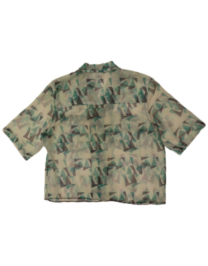 Camicia Zara da uomo a maniche corte trasparente verde medio geometrica