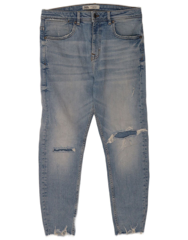Jeans skinny effetto consumato Zara da uomo EU 40 medio W31 L24 cotone blu
