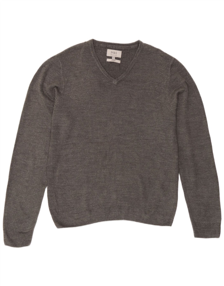 Maglione da uomo con scollo a V Marks & Spencer in acrilico grigio medio