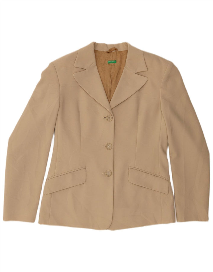 Giacca Blazer a 3 Bottoni da Donna Benetton IT 44 Poliestere Beige Medio