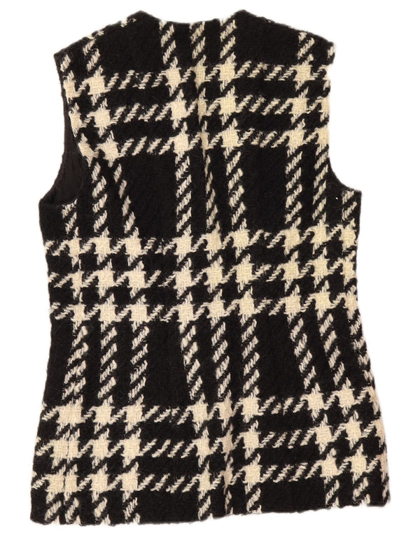 Gilet da donna vintage UK 12 medio nero a quadri