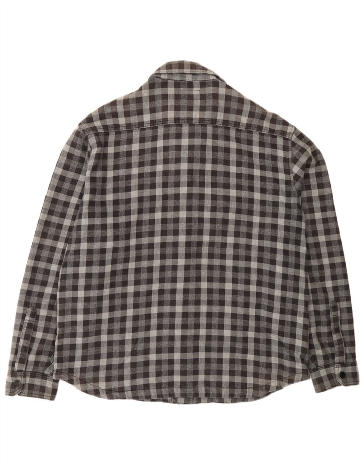 Marks & Spencer Camicia da uomo con vestibilità regolare in flanella XL a quadretti grigi