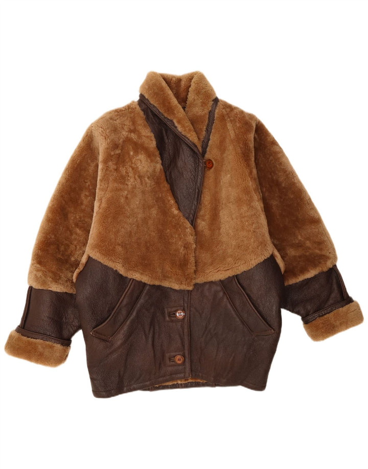 Giacca oversize da donna vintage IT 40 Small Brown Colourblock