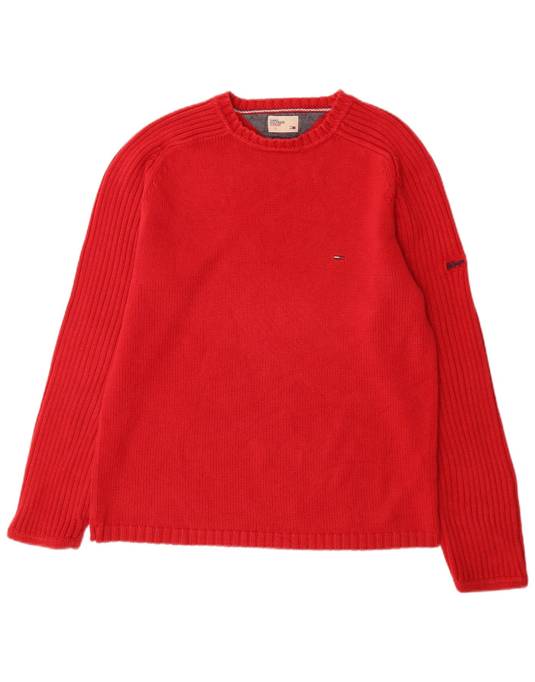 Maglione maglione girocollo da uomo Tommy Hilfiger grande cotone rosso