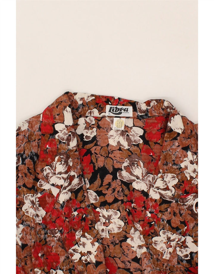LIBRA Womens Longline 1 Button Blazer Jacket UK 14 Large Brown Floral Vintage Libra and Second-Hand Libra from Messina Hembry 
