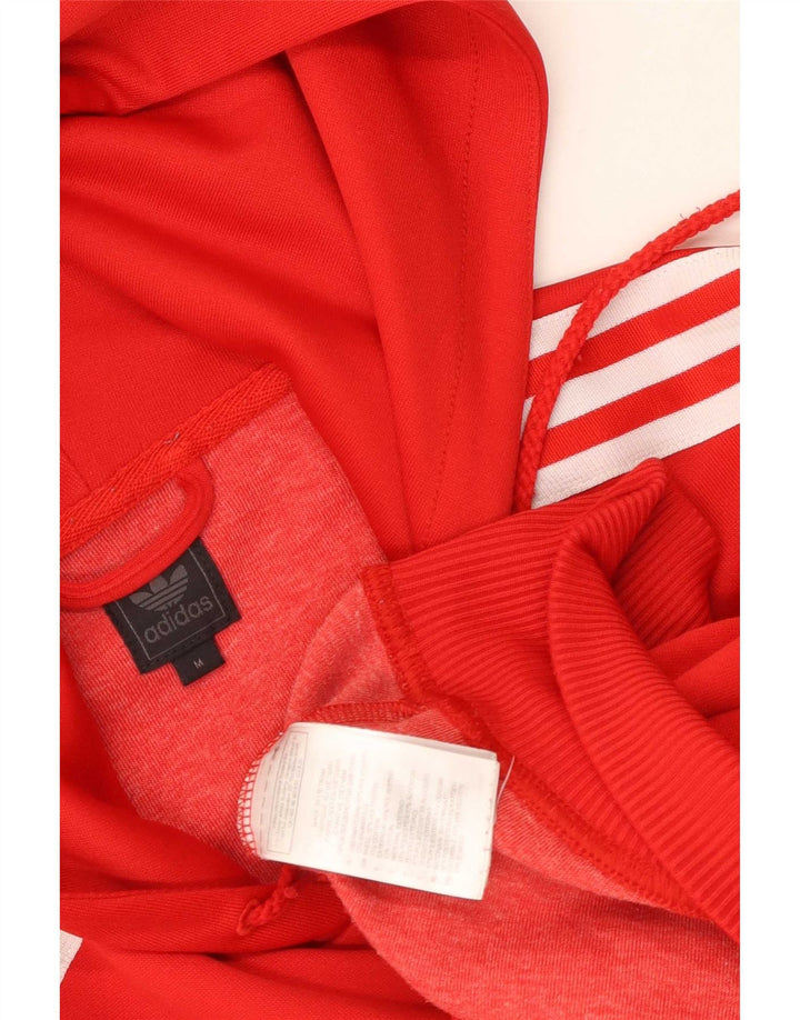Maglione con cappuccio e zip Adidas da uomo in poliestere rosso medio