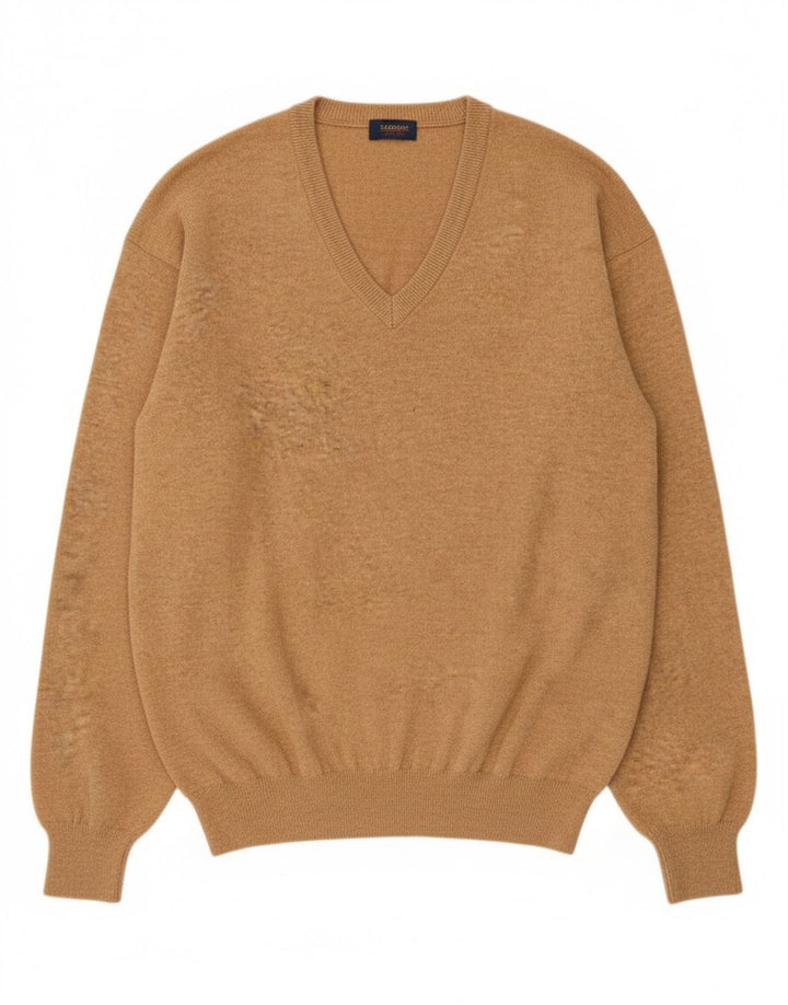Massimo Dutti Maglione da uomo con scollo a V XL in lana beige
