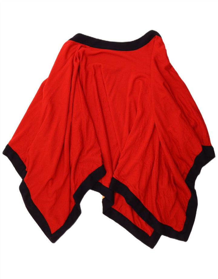 Cappotto poncho aperto asimmetrico da donna VINTAGE taglia unica rosso color block