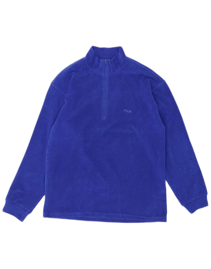 Maglione in pile da uomo Fila con zip e collo IT 48 poliestere blu medio