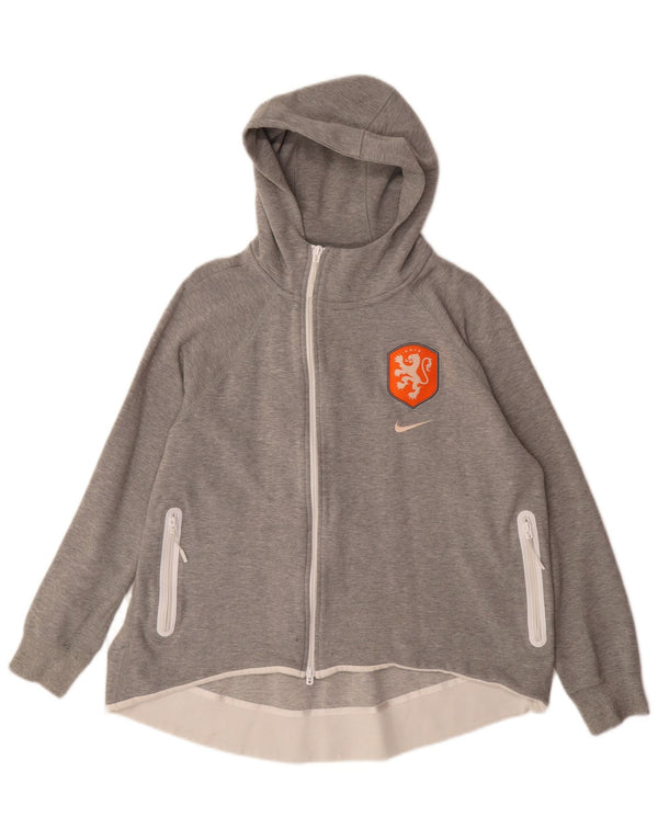 Maglione con cappuccio e zip da donna NIKE UK 16 grande cotone grigio