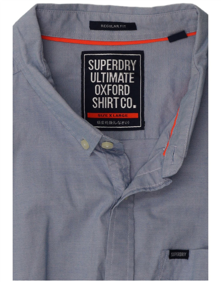 Camicia da uomo Regular Fit SUPERDRY XL in cotone gessato blu