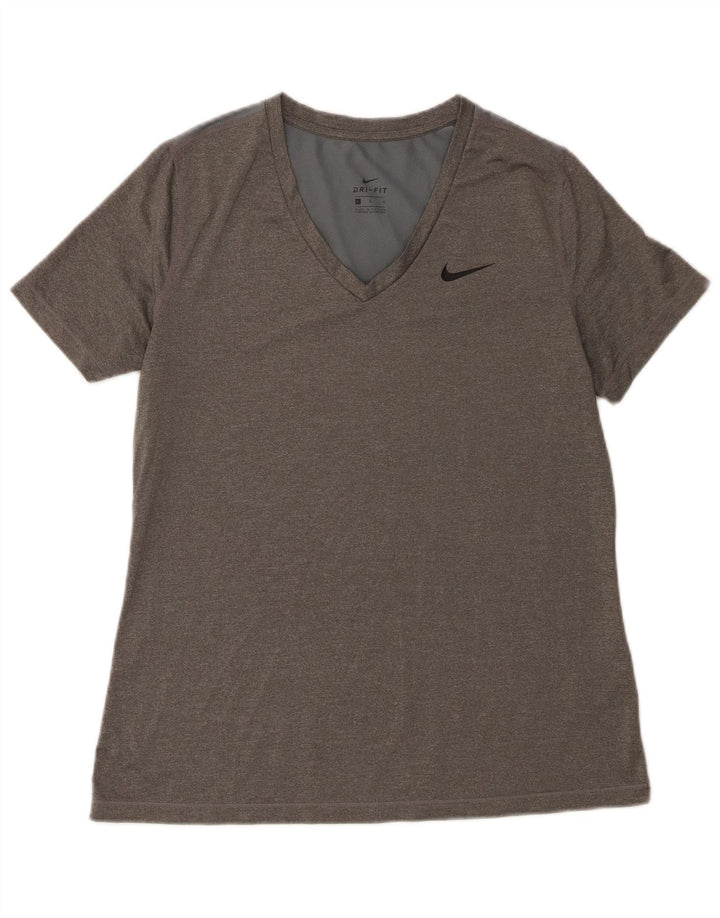 T-shirt Nike Dri Fit da donna, taglia UK 14, grande, in poliestere grigio