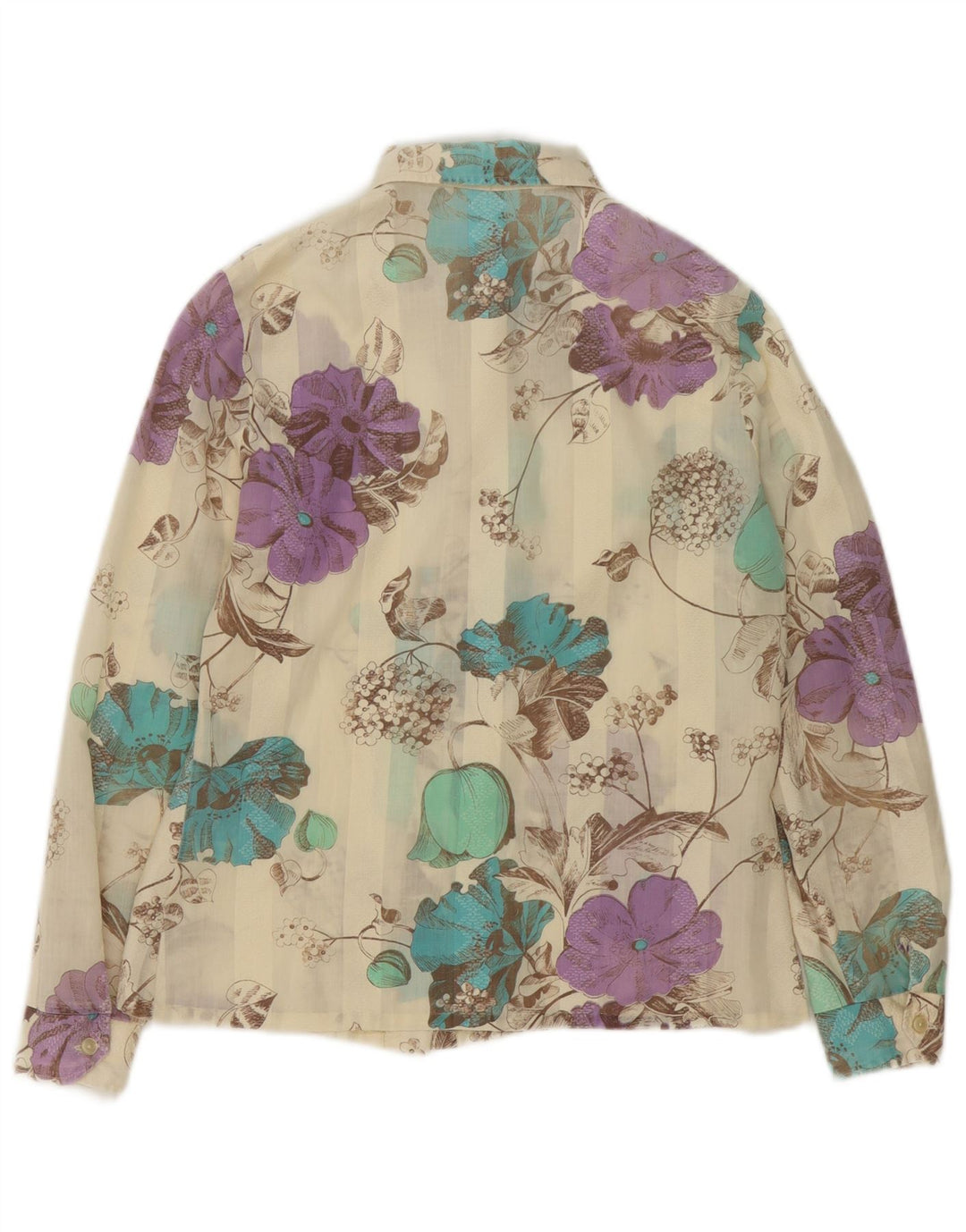 Camicetta vintage da donna trasparente con camicia trasparente UK 10 piccoli fiori multicolori