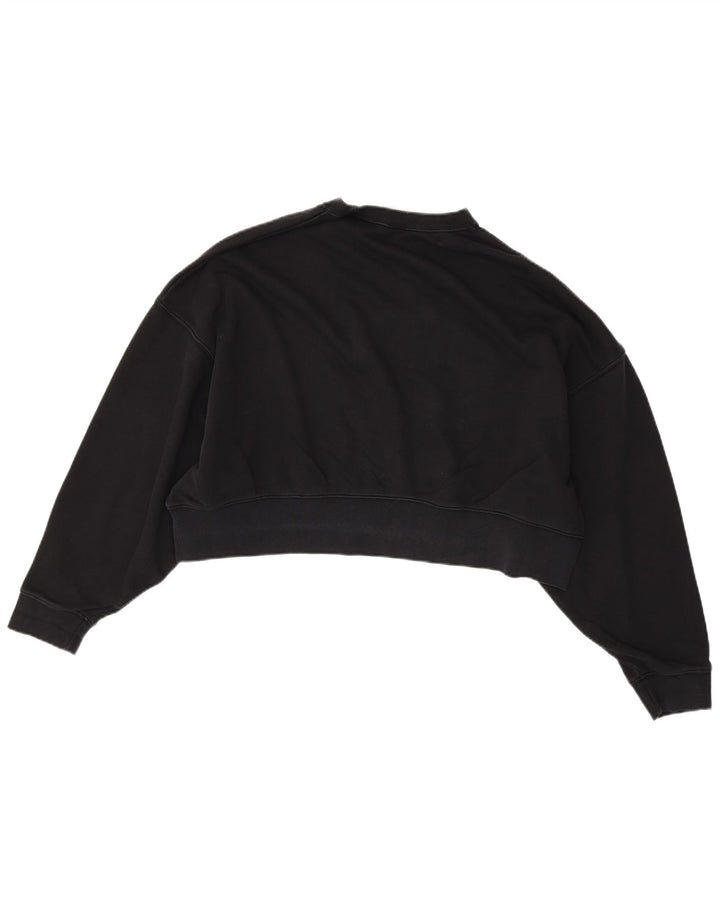 NIKE Felpa corta oversize da donna, maglione UK 14, cotone nero medio