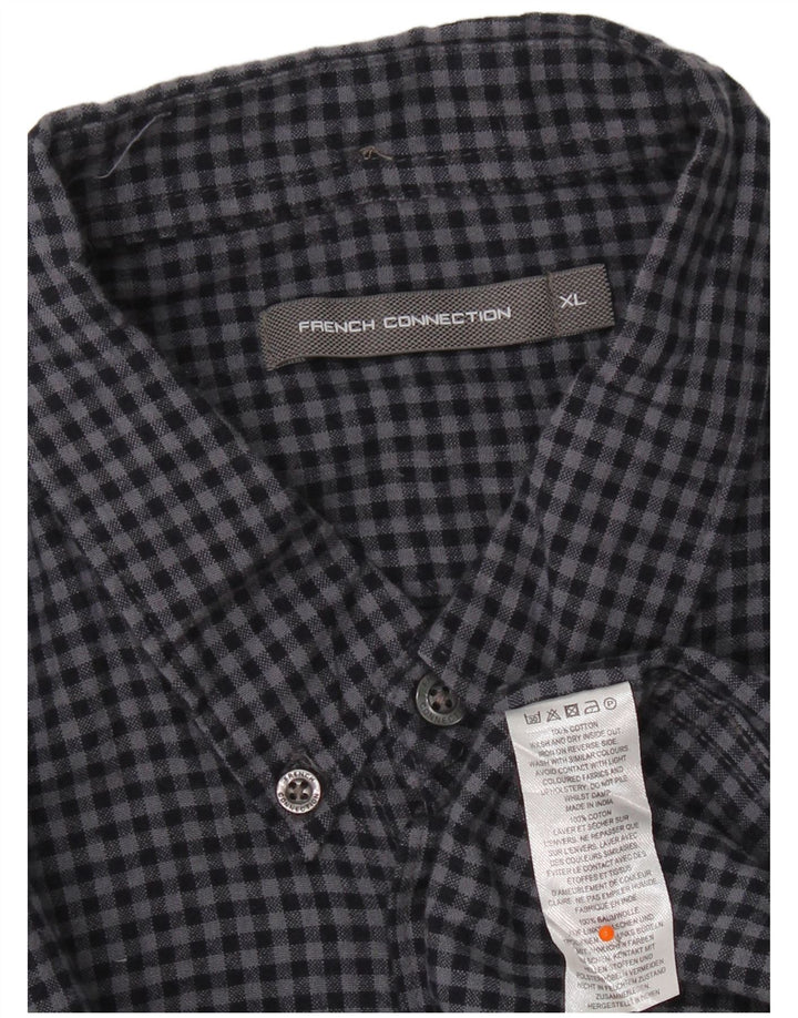 Camicia da uomo French Connection XL in cotone a quadretti blu navy