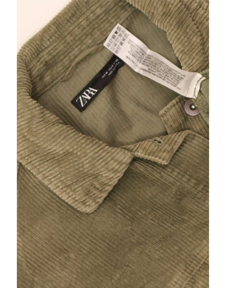 Giacca da donna oversize in velluto a coste Zara UK 14 cotone kaki medio
