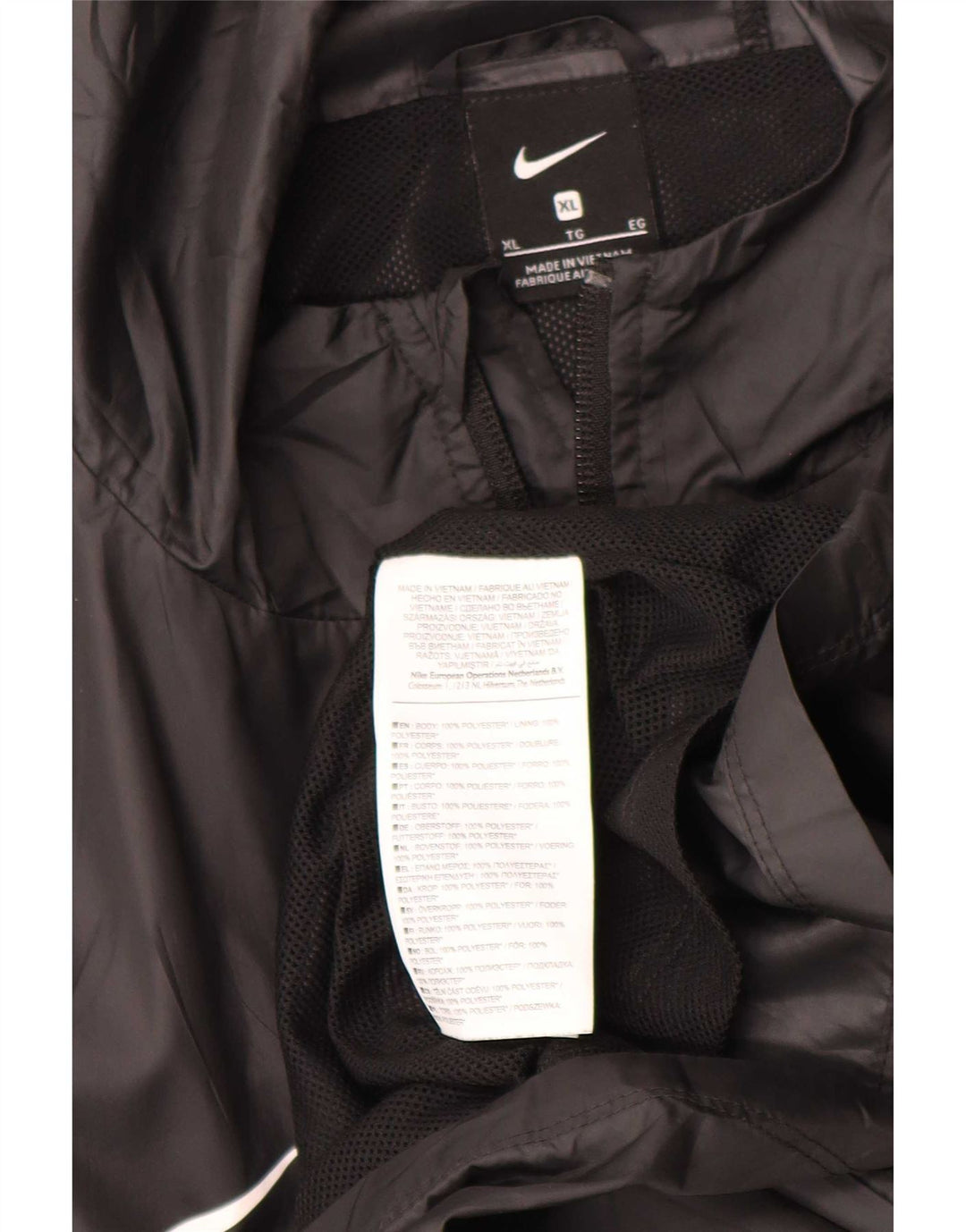 Giacca antipioggia con cappuccio grafico Nike da uomo UK 42 XL poliestere nero