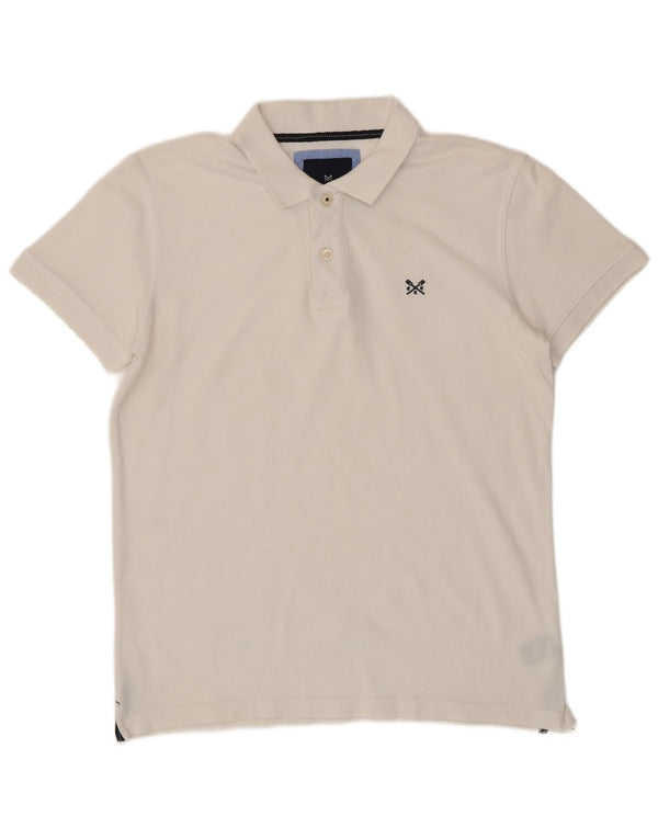 CREW CLOTHING Polo da uomo grande in cotone bianco