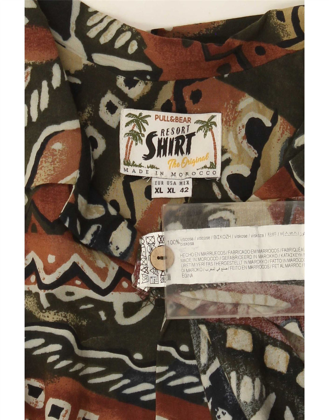 Maglia hawaiana a maniche corte da uomo Pull & Bear XL multicolore geometrica