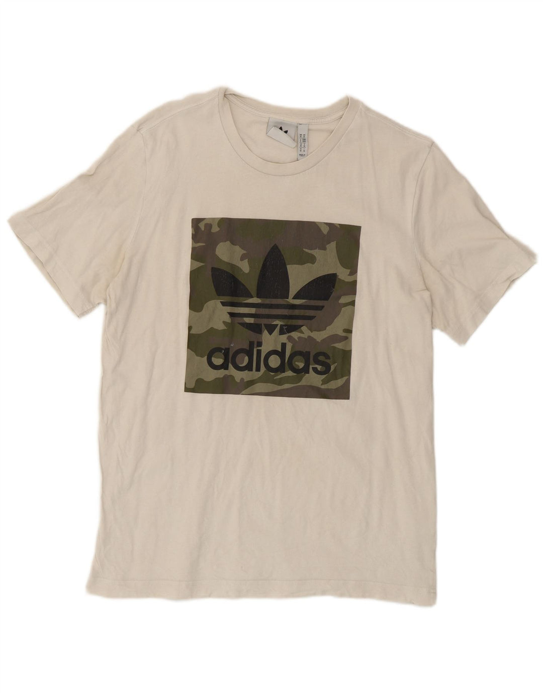 T-shirt grafica da uomo Adidas Top in cotone mimetico bianco medio