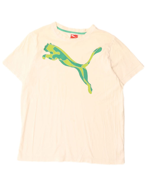 Puma T-shirt grafica da uomo grande in cotone bianco