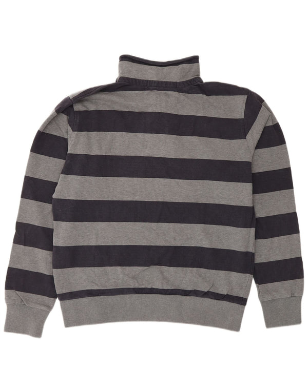 NORTH SAILS Mens Button Neck Sweatshirt Jumper Medium Grey Striped Cotton