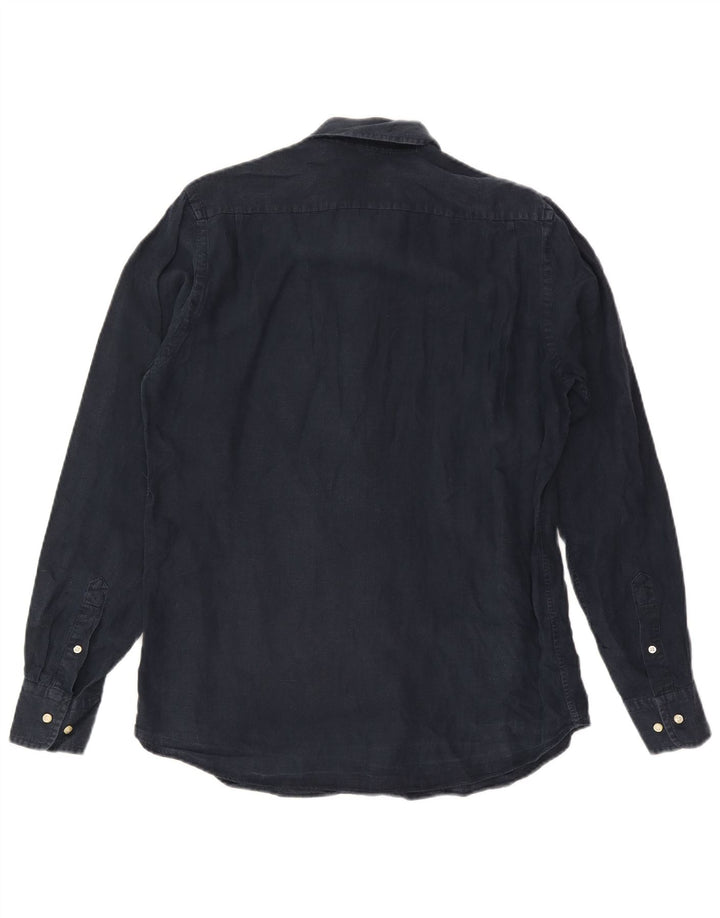 Camicia Uomo Massimo Dutti Lino Medio Blu Navy