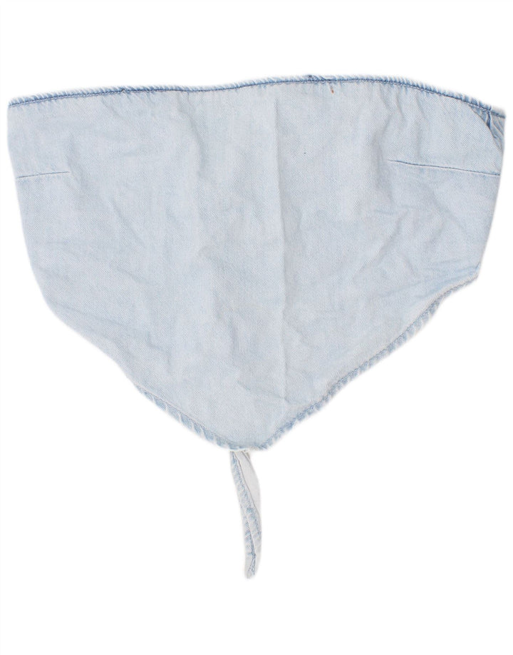 Top corto in denim da donna Zara, cotone blu medio