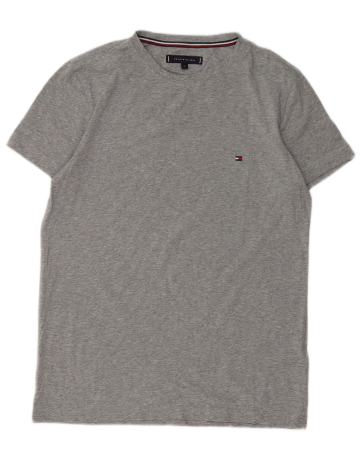 T-shirt da uomo Tommy Hilfiger Top in cotone chiazzato grigio medio