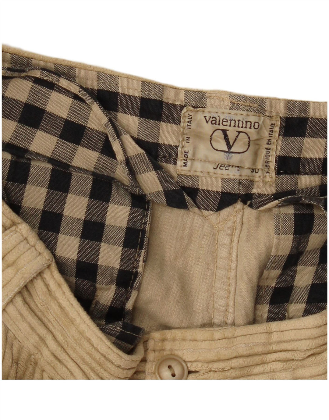 Pantaloni da uomo in velluto a coste con pegging Valentino W30 L30 Beige