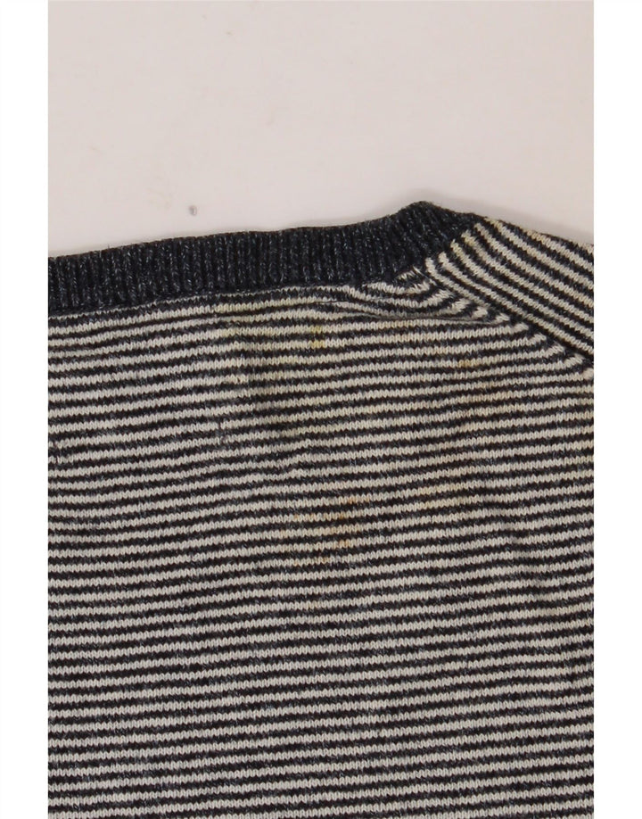 MARKS & SPENCER Maglione maglione girocollo da uomo grande gessato blu navy