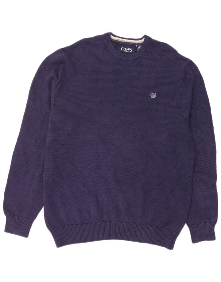 Maglione maglione girocollo da uomo Chaps in cotone blu navy medio