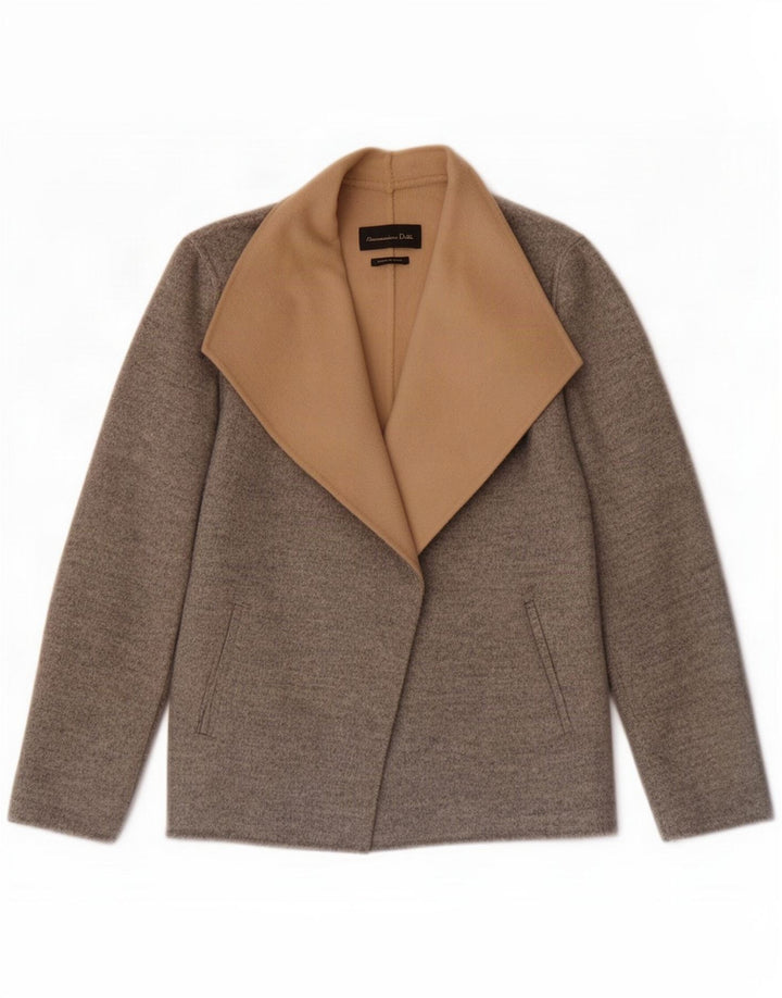 Massimo Dutti Giacca blazer aperta da donna UK 14 Lana grigio medio