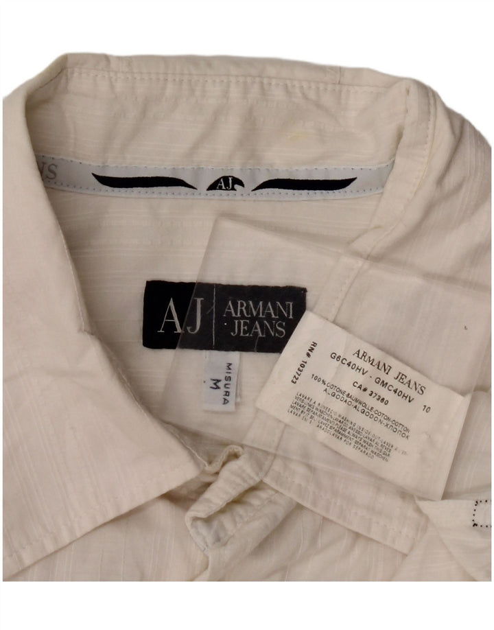 ARMANI JEANS Camicia da uomo in cotone bianco sporco medio