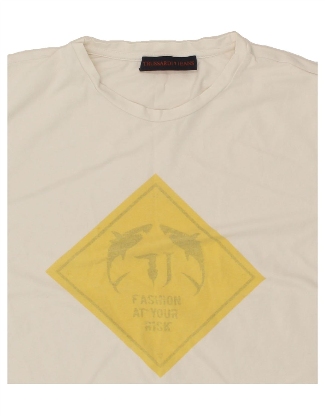 TRUSSARDI JEANS Mens Graphic T-Shirt Top Small White Vintage Trussardi Jeans and Second-Hand Trussardi Jeans from Messina Hembry 