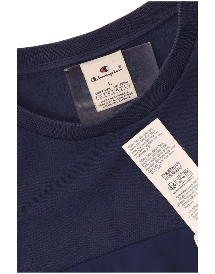 CHAMPION Felpa con grafica da uomo Maglione grande in cotone color block blu navy
