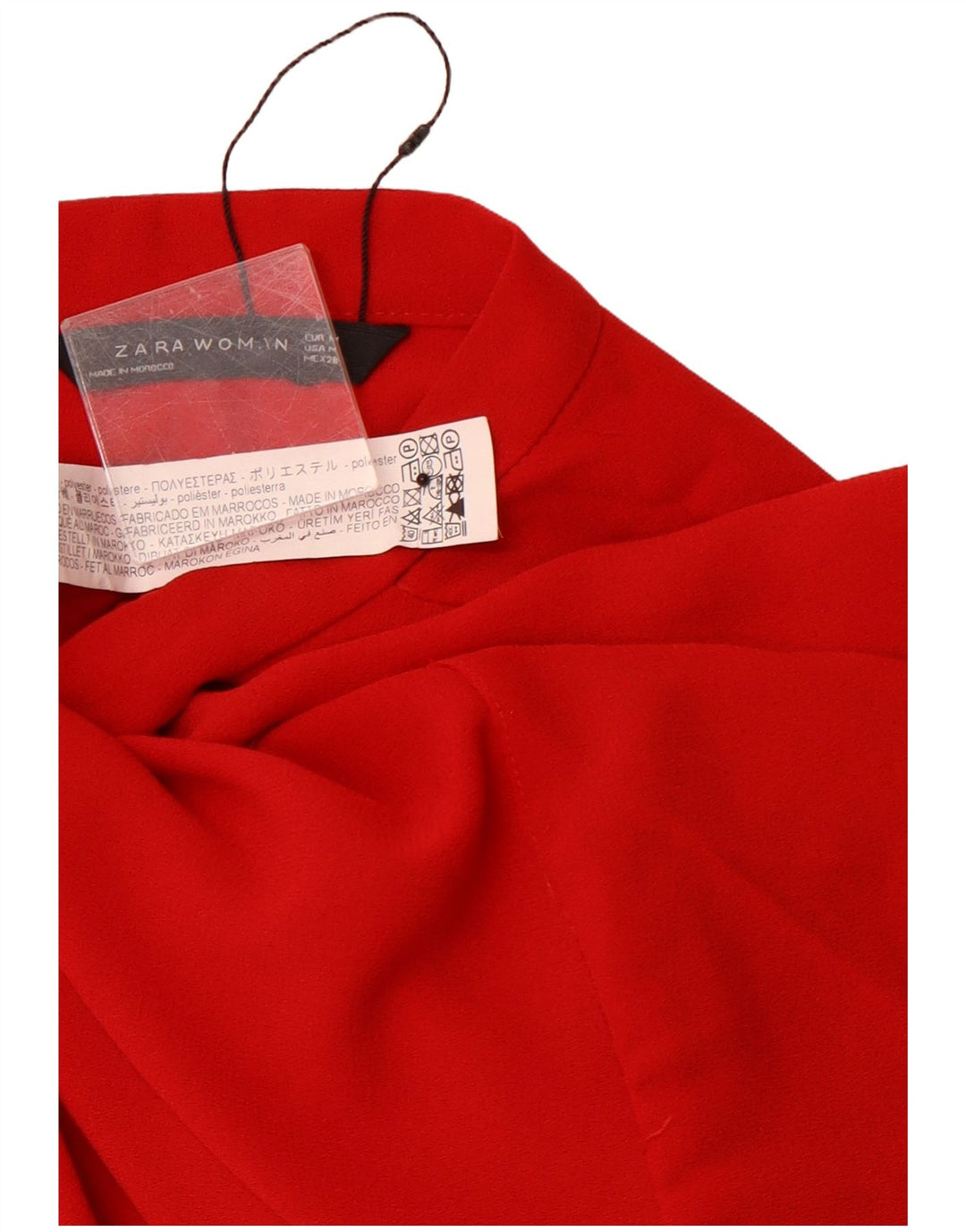 Abito a trapezio a maniche lunghe da donna ZARA UK 12 medio rosso poliestere