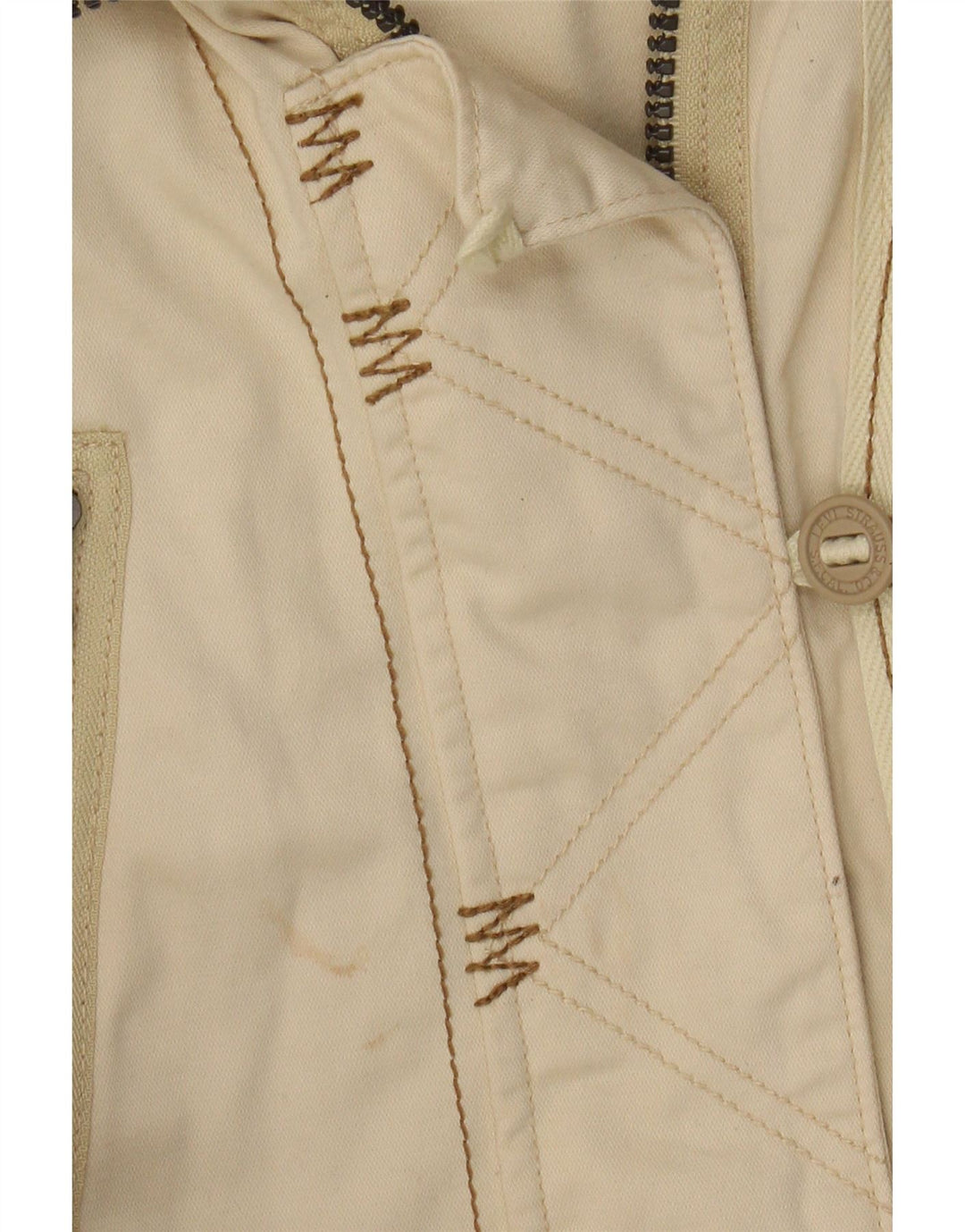 Giacca pratica con cappuccio grafica da donna Levi's UK 10 piccola in cotone beige