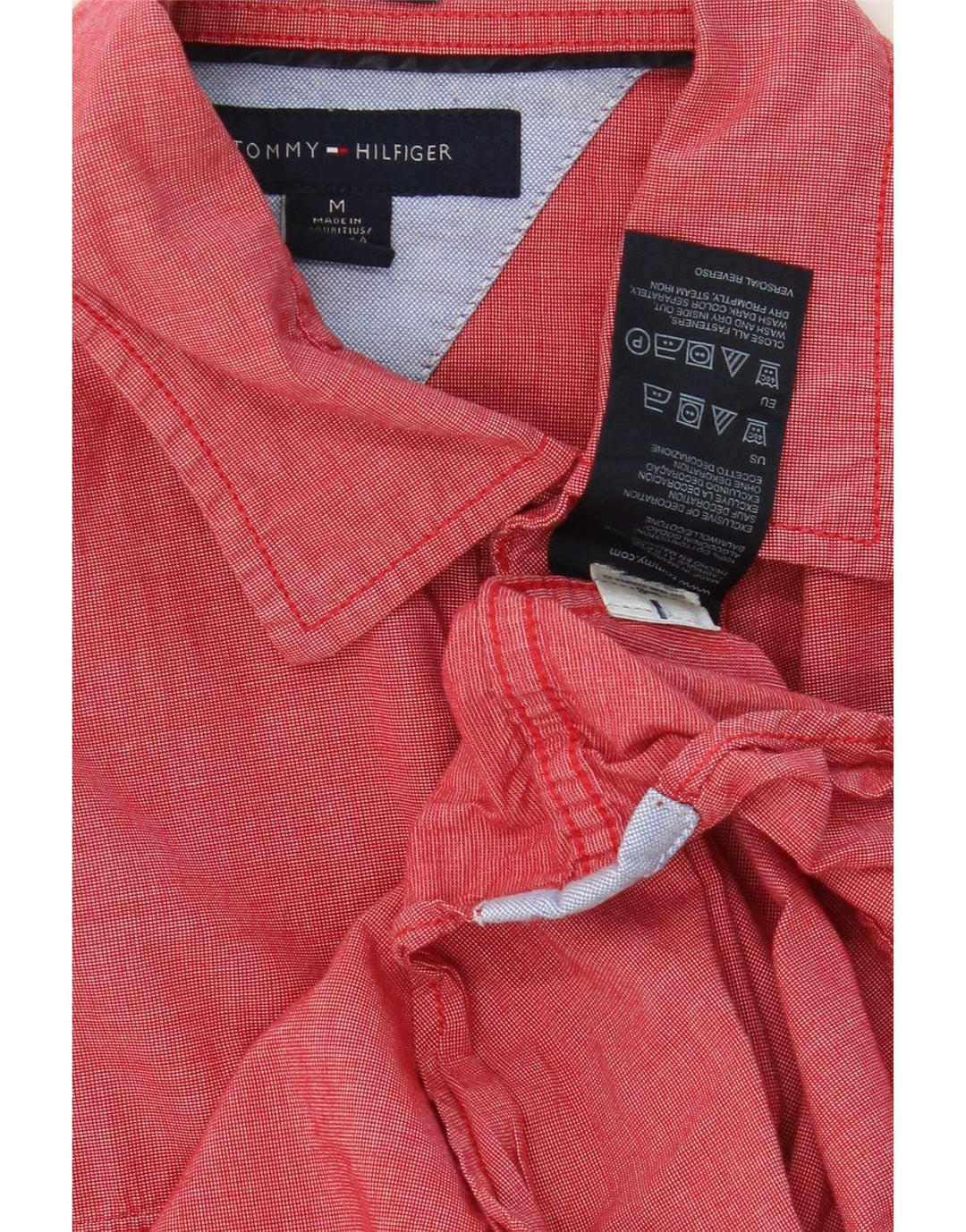 TOMMY HILFIGER Mens Short Sleeve Shirt Medium Red Cotton Vintage Tommy Hilfiger and Second-Hand Tommy Hilfiger from Messina Hembry 