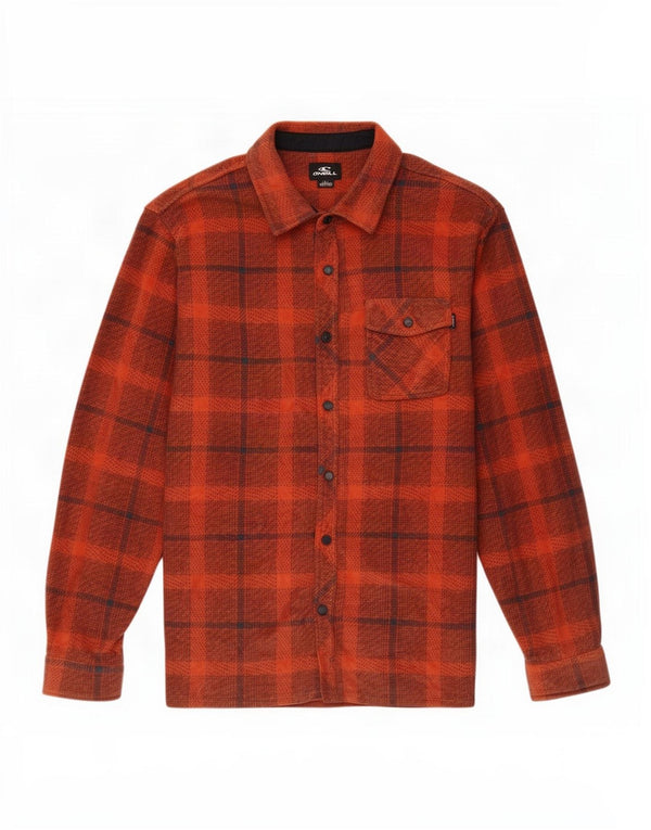 Camicia in pile da uomo O'Neill grande poliestere a quadri arancioni