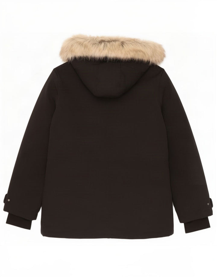 Giacca imbottita con cappuccio da donna Zara UK 16 grande poliestere nero