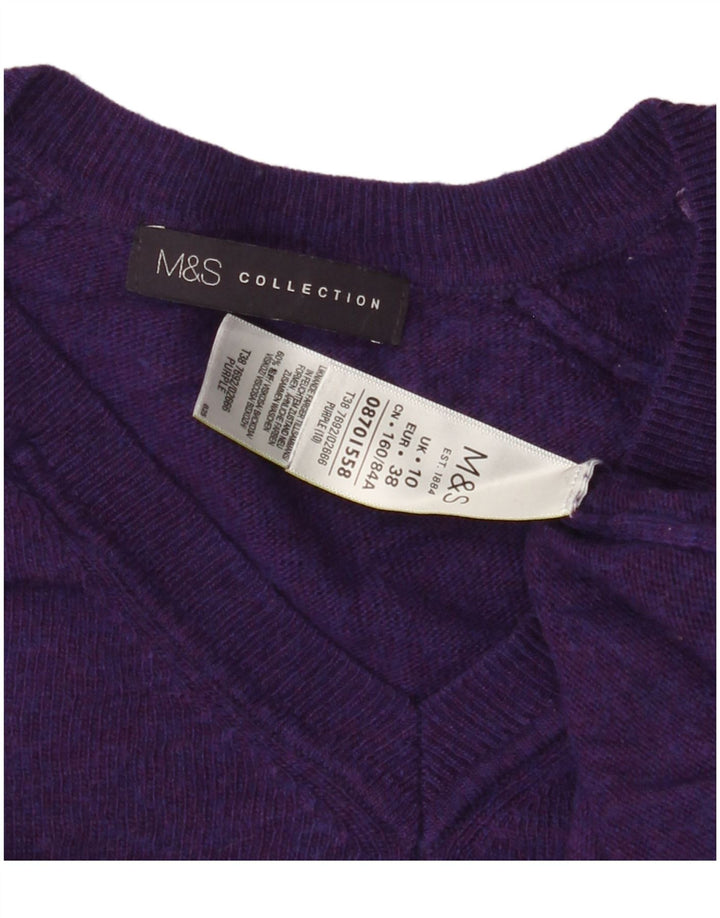 MARKS & SPENCER Maglione oversize da donna con scollo a V UK 10 Piccolo Viola