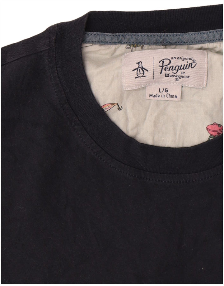 T-shirt da uomo Penguin Top grande in cotone blu navy